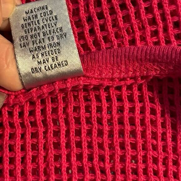Vintage Chicos Size 3 US XL Open Weave Knit Sweater Crewneck Swim Cover Pink - Picture 5 of 5